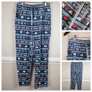Muk Luks Joggers Sweatpants Size XSP Winter Snowflake Hearts Pockets A0003